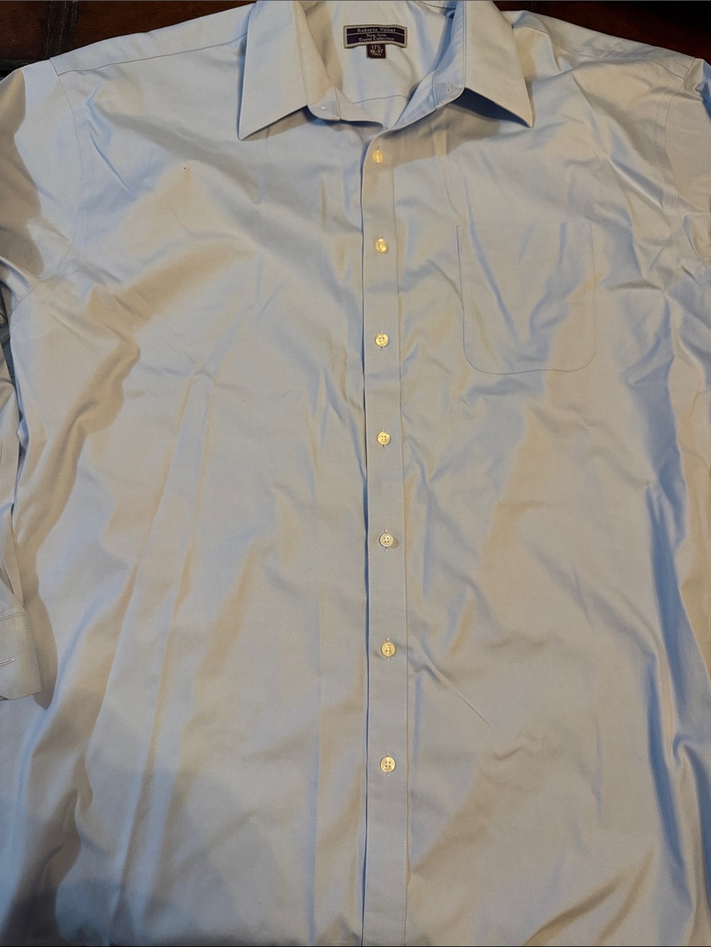 Men's Light Blue Dress Shirt with Point Collar